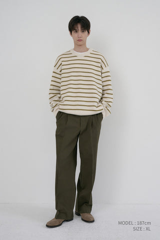 UNISEX STRIPED CHUNKY SWEATER IVORY