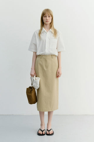 H-LINE COTTON LONG SKIRT BEIGE