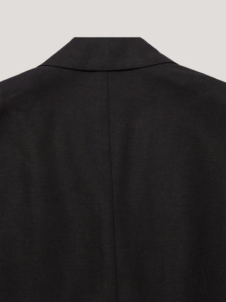 HALF SLEEVE BELTED LINEN JACKET BLACK
