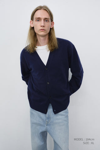 UNISEX V-NECK CARDIGAN BLUE NAVY