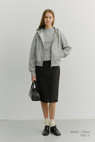 UNISEX CROPPED ZIP-UP HOODIE MELANGE GREY