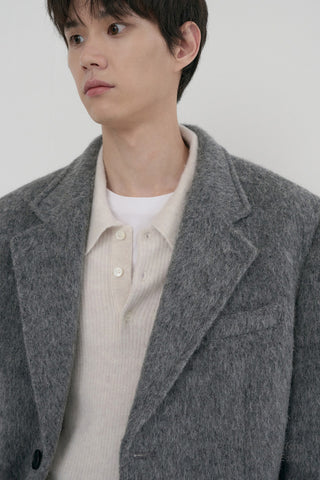 UNISEX ALPACA BLAZER COAT MELANGE GREY