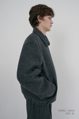 UNISEX COLLARED WOOL BLOUSON CHARCOAL GREY