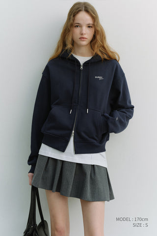 UNISEX CROPPED ZIP-UP HOODIE NAVY