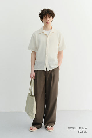 OPEN COLLARED CROCHET SHIRT CREAM