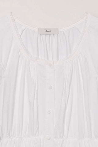 SLEEVELESS SHIRRING DRESS WHITE