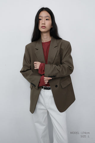 ESSENTIAL 2 BUTTON WOOL BLAZER MOCHA BROWN