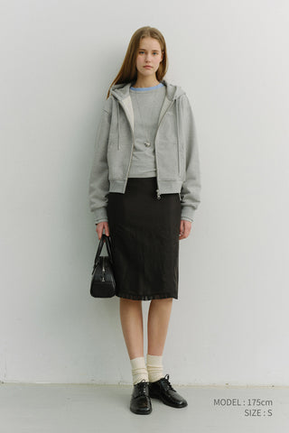UNISEX CROPPED ZIP-UP HOODIE MELANGE GREY