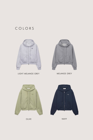UNISEX CROPPED ZIP-UP HOODIE OLIVE