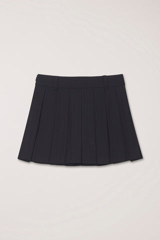PLEATS MINI STRIPED SKIRT BLACK STRIPE
