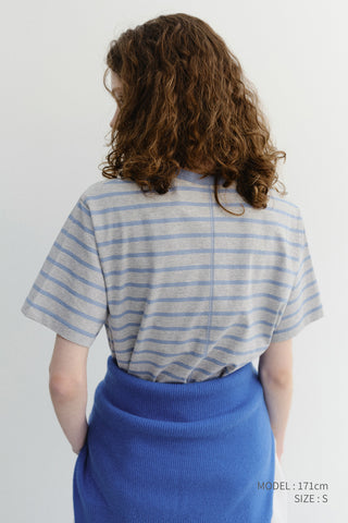 UNISEX STRIPED T-SHIRT MELANGE GREY BLUE