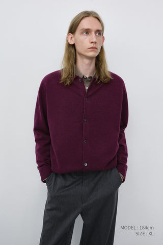 UNISEX COLLARED KNIT CARDIGAN PLUM PURPLE