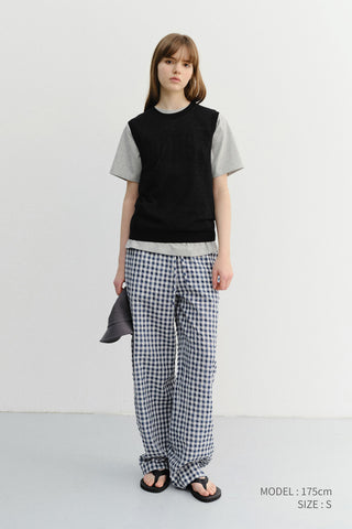 UNISEX CHECKED PAJAMA SLACKS NAVY CHECK