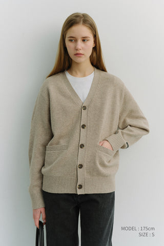 UNISEX BOYFRIEND KNIT CARDIGAN OATMEAL BEIGE