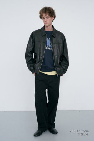 UNISEX REFINED LEATHER BLOUSON BLACK