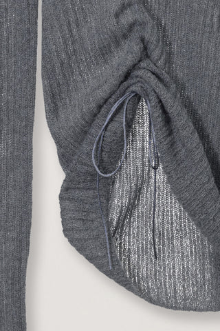 2-WAY SHIRRING KNIT TOP MELANGE GREY
