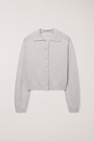 UNISEX COLLARED KNIT CARDIGAN LIGHT MELANGE GREY