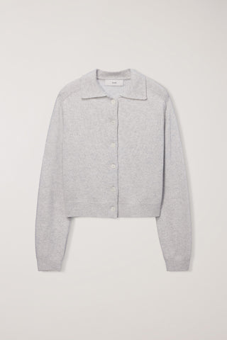 UNISEX COLLARED KNIT CARDIGAN LIGHT MELANGE GREY