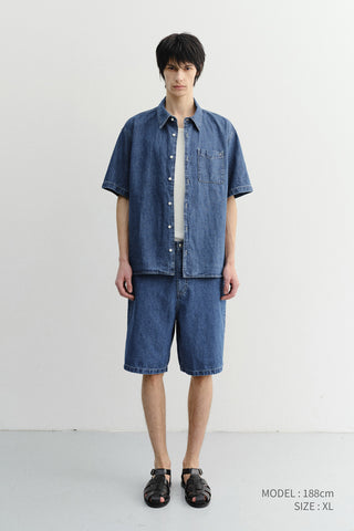 UNISEX LINEN DENIM SHIRT CLASSIC BLUE