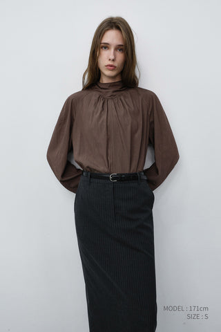 TIE BLOUSE BROWN