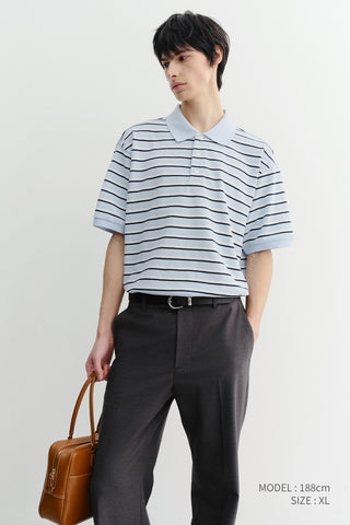 UNISEX STRIPED POLO SHIRT SOFT BLUE