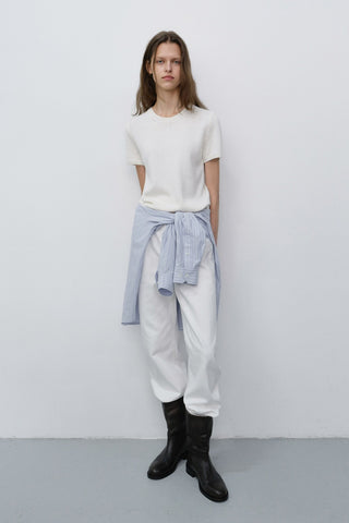 HALF SLEEVE KNIT TOP IVORY