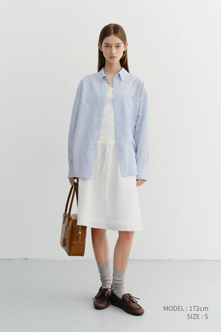 UNISEX CLASSIC STRIPED BD OVERSHIRT BLUE