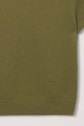 HALF SLEEVE KNIT TOP OLIVE GREEN