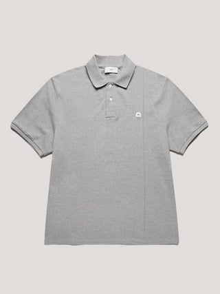UNISEX LEATHER LOGO POLO SHIRT MELANGE GREY