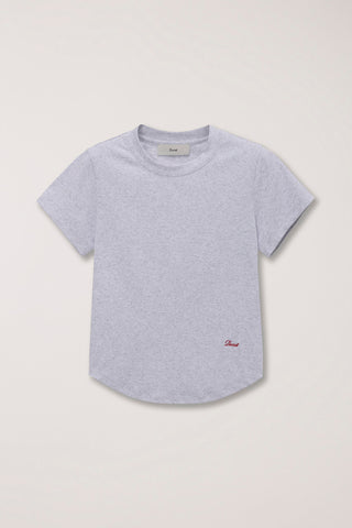 CURVED HEM SLIM TOP LIGHT MELANGE GREY