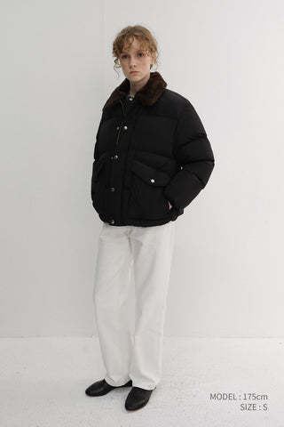 UNISEX COLLARED GOOSE DOWN JACKET BLACK