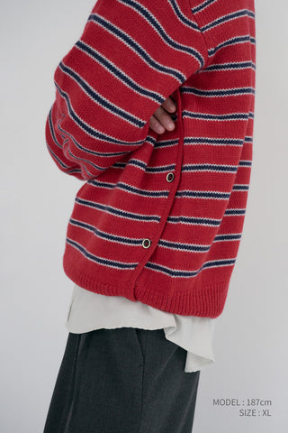 UNISEX STRIPED CHUNKY SWEATER RED