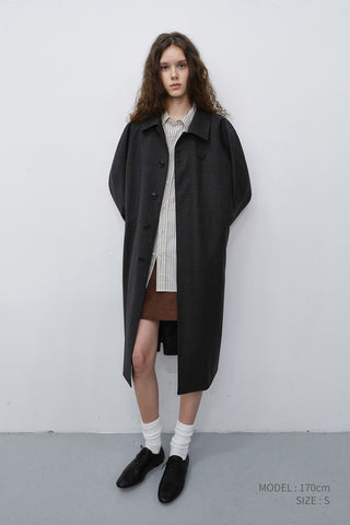 UNISEX H-LINE WOOL MAC COAT BROWN CHECK