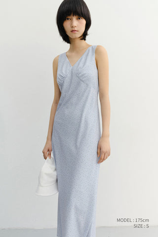 SLEEVELESS PATTERNED DRESS SOFT BLUE