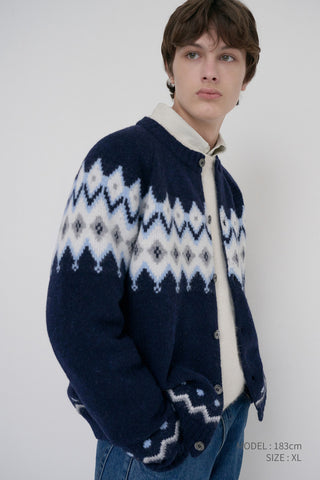 UNISEX CHUNKY PATTERN CARDIGAN NAVY