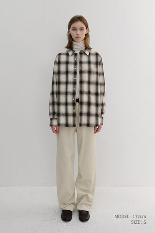 UNISEX WINTER FLANNEL CHECKED SHIRT BEIGE