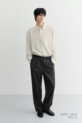 UNISEX CLASSIC STRIPED BD OVERSHIRT BEIGE