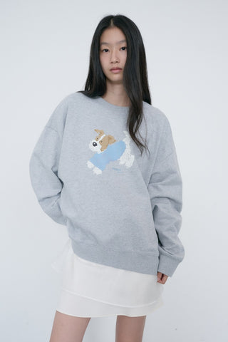 UNISEX PUPPY SWEATSHIRT MID MELANGE GREY