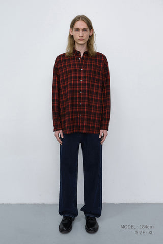UNISEX CHECKED FLANNEL BD SHIRT RED