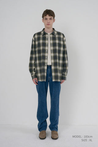 UNISEX WINTER FLANNEL CHECKED SHIRT OLIVE GREEN