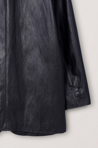 UNISEX RELAXED ALTER-LEATHER HALF JACKET BLACK