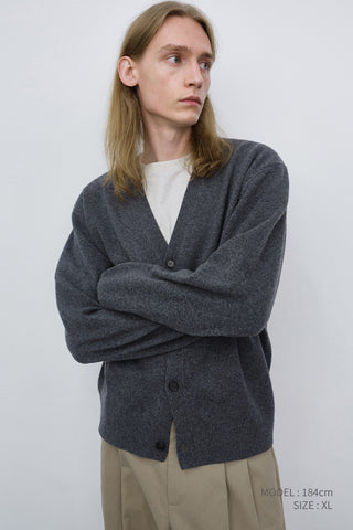 UNISEX V-NECK CARDIGAN MELANGE GREY