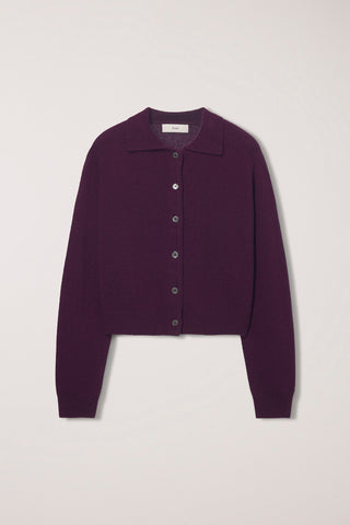 UNISEX COLLARED KNIT CARDIGAN PLUM PURPLE