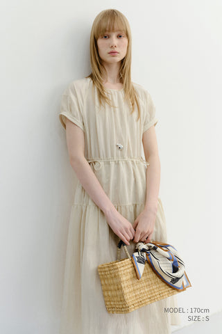 HALF SLEEVE DRESS LIGHT BEIGE