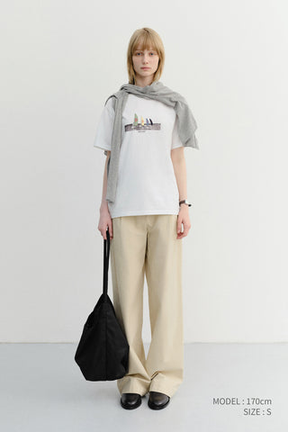 UNISEX APPLIQUE YACHT T-SHIRT OFF WHITE