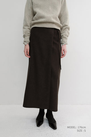 MAXI WRAP SKIRT BROWN