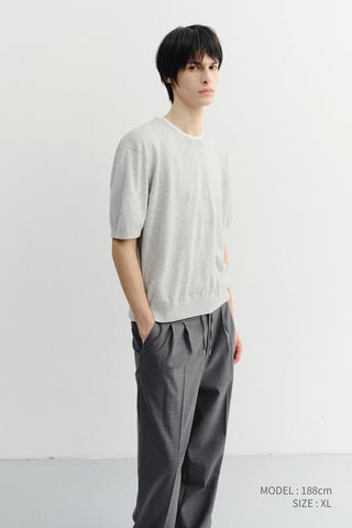 UNISEX LINEN CREWNECK KNIT MELANGE GREY