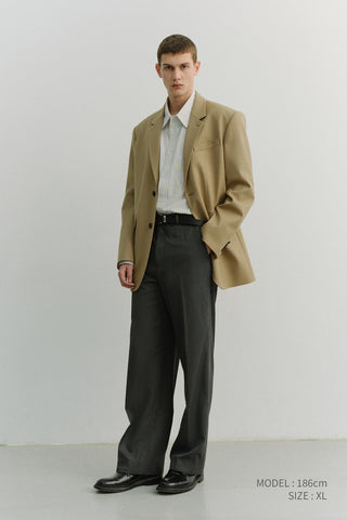 UNISEX 2 BUTTON WOOL BLAZER BEIGE