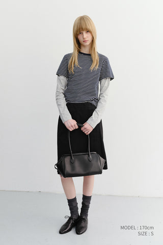 ESSENTIAL STRIPE LOGO T-SHIRT NAVY CREAM STRIPE