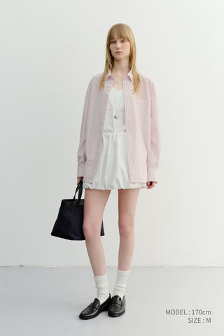 UNISEX CLASSIC STRIPED BD OVERSHIRT SOFT PINK